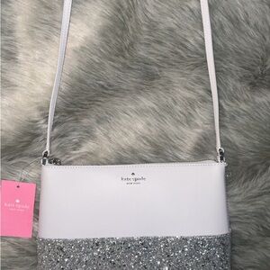 Kate Spade White and Silver Crossbody Bag